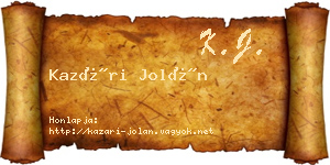 Kazári Jolán névjegykártya
